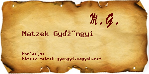 Matzek Gyöngyi névjegykártya